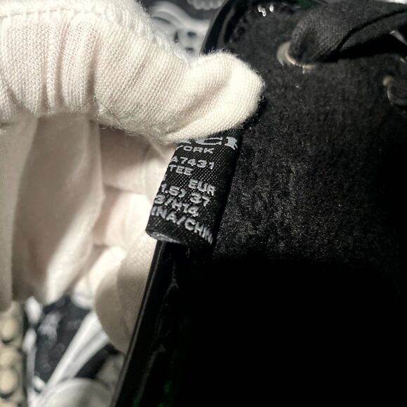 Coach Tristee Women's 7 Black Leather Comfort Lace-Up Mid-Calf Outdoor Rain Boot - Picture 8 of 10